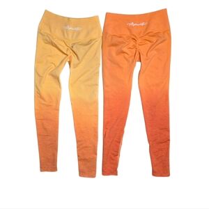Alphalete Scrunch Butt Leggings Bundle Small Ombre Orange Peach Gym